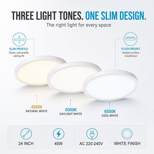 inSharepuls LED-Deckenleuchte, 5000 K Tageslichtweiß, 24 W (entspricht 240 W), 12 Zoll flache, moderne Deckenbeleuchtung, 3200 lm, Deckenlampe für Badezimmer, Veranda, Küche, Schlafzimmer, Wohnzimmer, Flur
