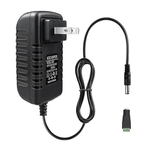 12V Plug-in Power Adapter 36W, AC 100–240V Input, Black/White Case - US Plug AC Power Supply for LED Lighting and DIY Projects