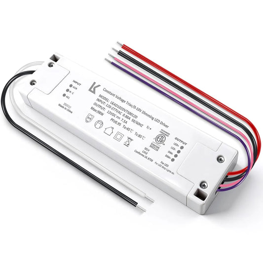 100W 12V DC Plastic Case 5-in-1 Dimmable LED Power Supply, ETL Listed, AC 120-277V Input, LED Power Supply for LED Strip Lights / Home Lighting / DIY Lighting Projects