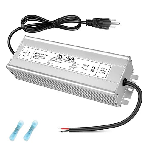 12V Outdoor Waterproof LED Power Supply 110W–280W, 90–265V Input, Single Wire Output, Aluminum Housing, Landscape & Outdoor Lighting, CE/RoHS/FCC Certified, Waterproof Transformer for Outdoor Lighting, US/UK/EU Plug
