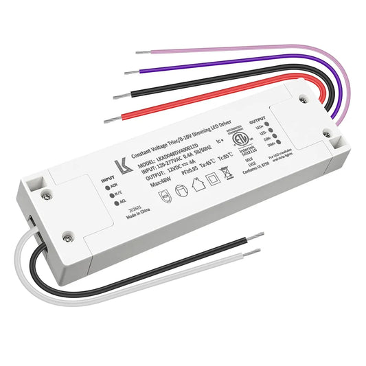 48W 12V DC Plastic Case 5-in-1 Dimmable LED Power Supply, ETL Listed, AC 120-277V Input, LED Power Supply for LED Strip Lights / Home Lighting / DIY Lighting Projects