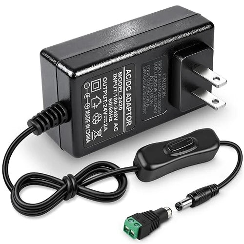inShareplus 2er-Pack DC 24 V Netzteil, 100–240 V AC auf DC 24 Volt 1 A 24 W LED-Treiber, Niederspannungstransformator mit 5,5 mm x 2,1 mm DC-Stecker, Wandadapter für 24 V LED-Lichtstreifen, CCTV-Kamera