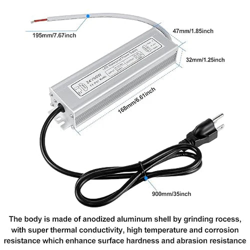 24V Outdoor Waterproof LED Power Supply 120W–300W, 90–265V Input, Single/Dual Wire Output, Aluminum Housing, Landscape & Outdoor Lighting, CE/RoHS/FCC Certified, Waterproof Transformer for Outdoor Lighting, US/UK/EU Plug