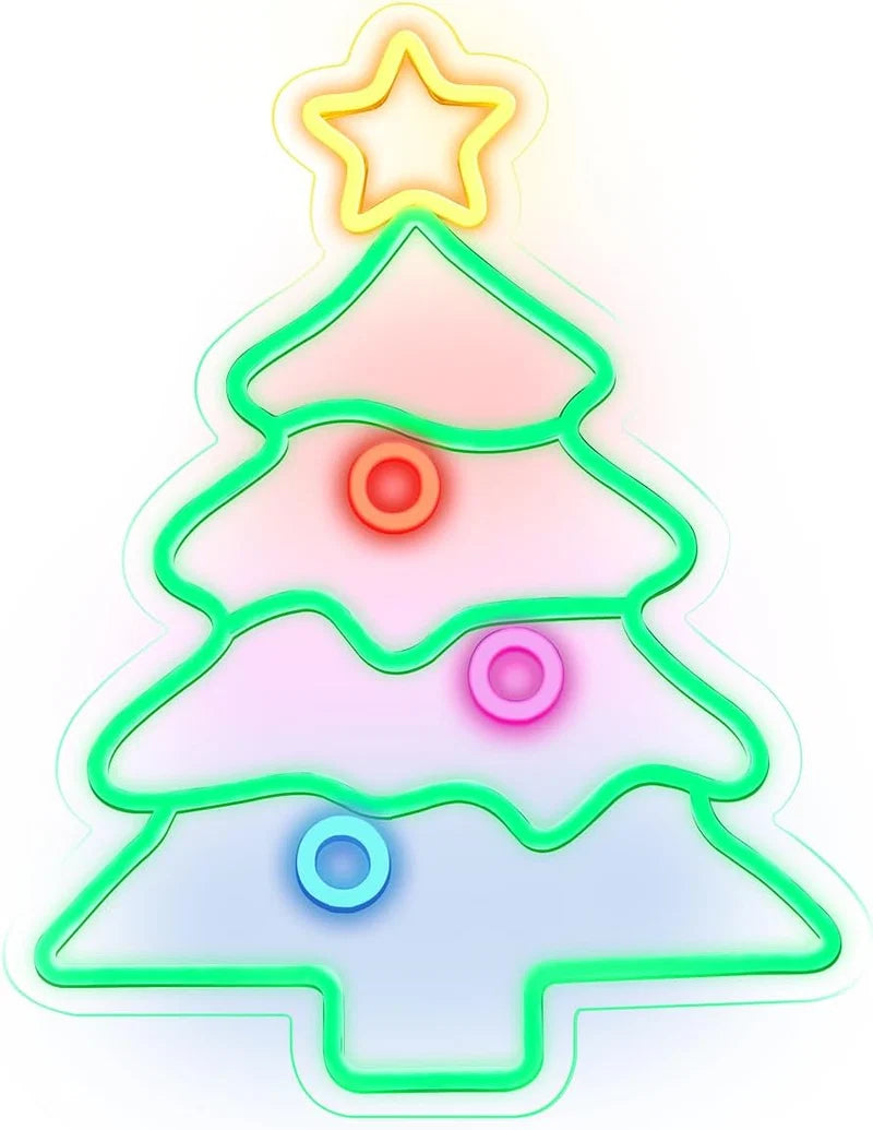 18.5×14.17 Inch Neon Wall Decor – Christmas Tree Silicone Neon Sign – USB Neon Light for Wall Decor | Dimmable Neon Lamp with Accessories Included | Hanging Holiday Decor for Christmas Party, Bedroom & Home Spaces