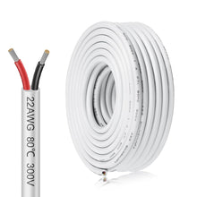 Load image into Gallery viewer, inShareplus 22AWG 2x0.3mm² 5 Meter Electrical Wire 2 Core Cable, 5V/12V/24V White Tinned Copper Wires, 22 Gauge 300V Flexible and Soft Outdoor Cable High Temperature Resistant Extension Cable