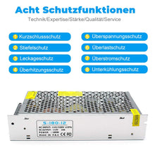Load image into Gallery viewer, inShareplus 12 V Power Supply 15 A 180 W, DC Universal Regulated Switching Power Supply, Transformer 230 V to 12 V LED Driver, Transformer, Adapter for LED Strip Light, 3D Printer, Radio, Computer