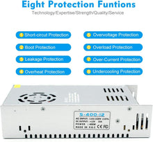 Load image into Gallery viewer, inShareplus 12V 33A 400W, DC Universal Regulated Switching Power Supply, Converter AC 100-240V to DC 12 Volt LED Driver, Transformer, Adapter for LED Strip Light, 3D Printer, Radio, Computer Project