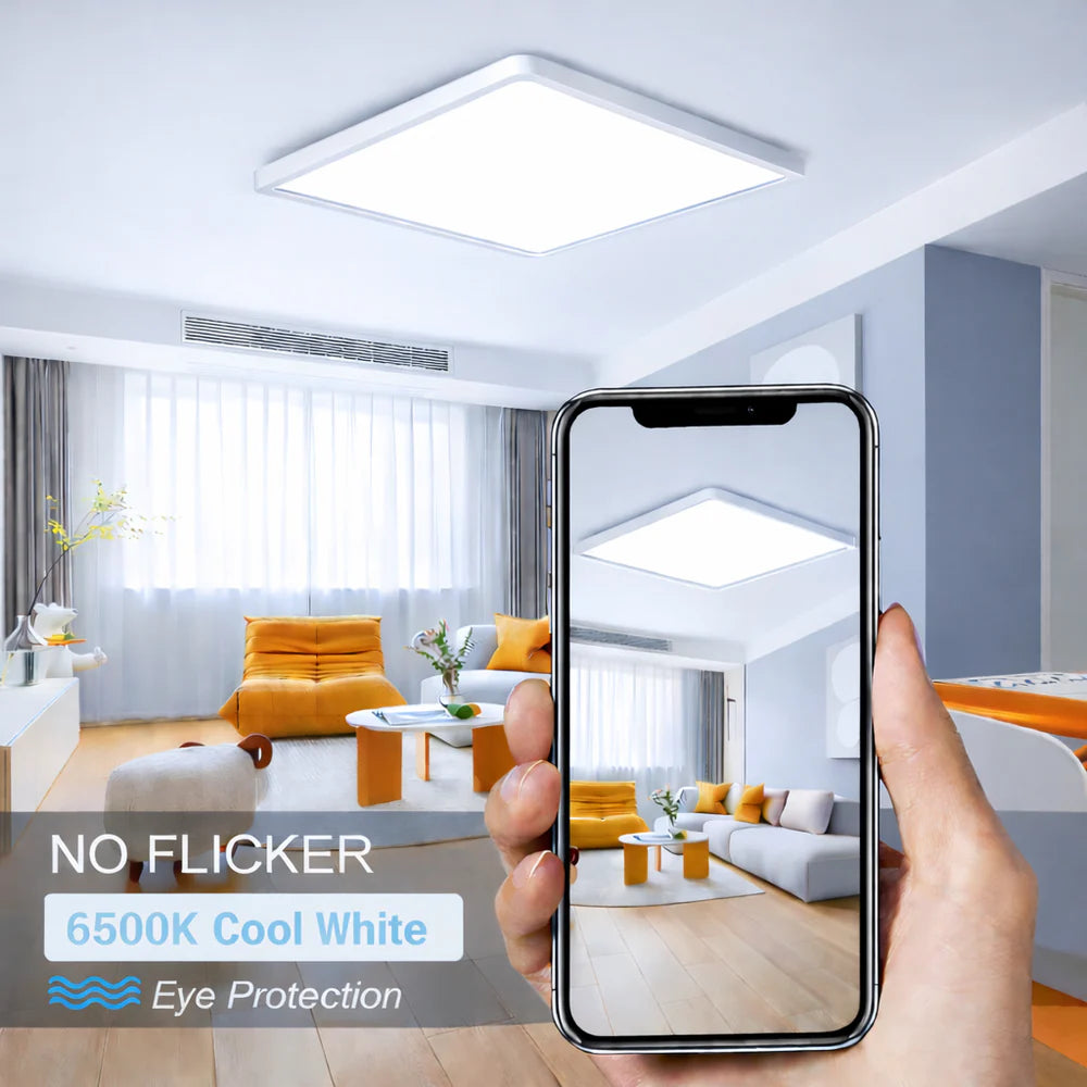 inShareplus 12 Zoll quadratische LED-Deckenleuchte, 3200 lm, 24 W, 5000 K Tageslicht, superhelle Deckenleuchten, weiße LED-Lampe zur Unterputzmontage, Einbauleuchten für Küche, Bad, Schlafzimmer, Flur, Büro, Garage