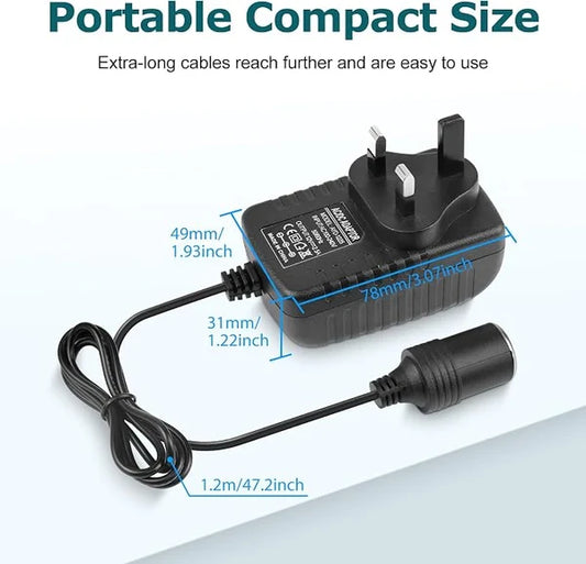 inShareplus 12 V 2,5 A 30 W AC-DC-Konverter, 12-Volt-Zigarettenanzünderadapter, 110 V auf 12 V Autoanzünderadapter auf Wandsteckdosenadapter, 12-V-Stromversorgung für Autogeräte (MP3, Ventilator, Dashcam)
