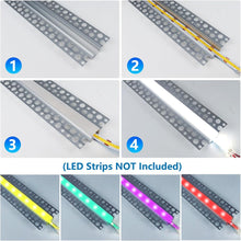 Laden Sie das Bild in den Galerie-Viewer, inShareplus Einputz-LED-Kanal, 1 m langes 6er-Pack LED-Aluminiumprofil mit milchigem Diffusor, randloser Einbau-LED-Streifen-Diffusor für unter Schränken, Regalen, Tischen, Wänden und Decken