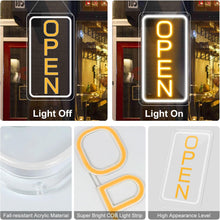 Load image into Gallery viewer, inShareplus 16"x 9" Super Bright Open Sign, Adjustable Brightness Neon Open Signs for Business Window, Powered by USB with ON/OFF, LED Open Sign for Coffee Shops, Stores, Restaurant Bar Hotel