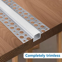 Laden Sie das Bild in den Galerie-Viewer, inShareplus Einputz-LED-Kanal, 1 m langes 6er-Pack LED-Aluminiumprofil mit milchigem Diffusor, randloser Einbau-LED-Streifen-Diffusor für unter Schränken, Regalen, Tischen, Wänden und Decken