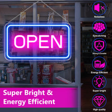 Load image into Gallery viewer, LightingWill Neon Open Sign Light – 16"x9" LED Open Sign with Adjustable Brightness, USB Powered 5V Electric Business Sign for Shops, Bars, Cafes, Hotels, Windows, and Outdoor Use