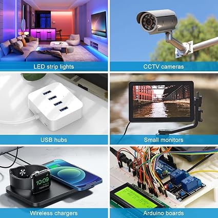 inShareplus 2er-Pack DC 24 V Netzteil, 100–240 V AC auf DC 24 Volt 1 A 24 W LED-Treiber, Niederspannungstransformator mit 5,5 mm x 2,1 mm DC-Stecker, Wandadapter für 24 V LED-Lichtstreifen, CCTV-Kamera