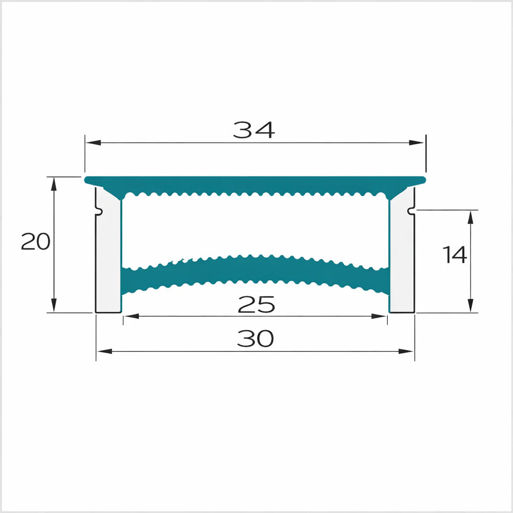 Q-TE Series 30×20mm Top Emitting LED Neon Tube Housing | S3020 Quick Install Soft Neon Tube Housing | With-Edge | Max Strip Width ≤25mm | 16.4FT/5M | Retail Display Lighting