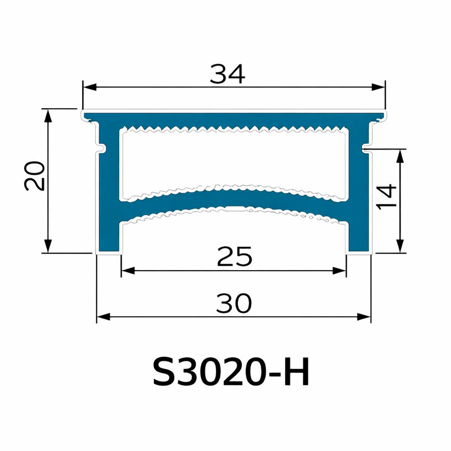 Q-TE Series 30×20mm Top Emitting LED Neon Tube Housing | S3020-H Black Quick Install Silicone Neon Tube | Double-Chamber Diffuser| Max Strip Width ≤25mm | 16.4FT/5M | Cove Accent Lighting