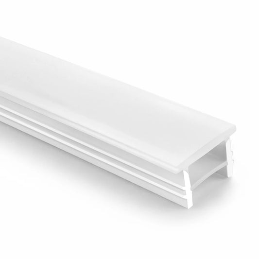 Q-TE Series 12×12mm Top Emitting LED Neon Tube Housing | S1212 Quick Install LED Neon Tube Profile | White Edge | Max Strip Width ≤8mm | 16.4FT/5M | Ceiling Cove Lighting