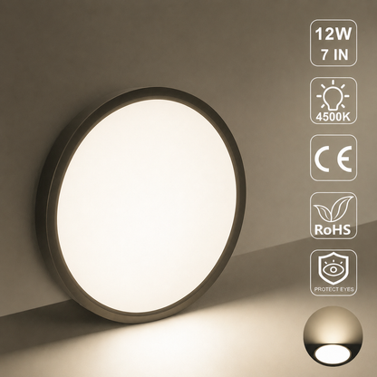 inSharepuls LED-Deckenleuchte, 5000 K Tageslichtweiß, 24 W (entspricht 240 W), 12 Zoll flache, moderne Deckenbeleuchtung, 3200 lm, Deckenlampe für Badezimmer, Veranda, Küche, Schlafzimmer, Wohnzimmer, Flur 