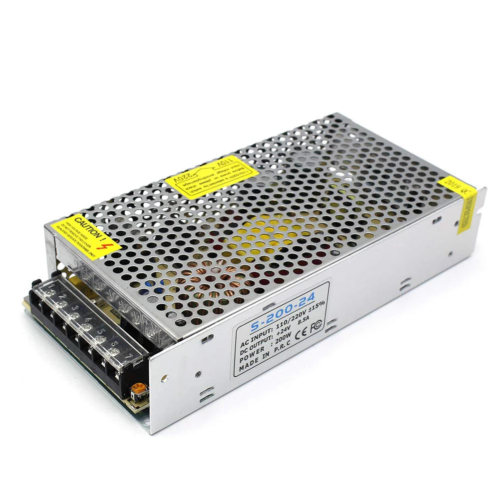 DC 24V LED Switching Power Supplies 60W–240W, AC 110/220V Input, Constant Voltage LED Driver Transformer, Metal Case with Screw Terminals, CE/FCC/RoHS Certified