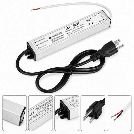inShareplus 24 V 400 W LED-Netzteil, IP67 regenfester, wasserdichter Außentreiber, AC 90–140 V auf DC 24 V Niederspannungstransformator, Adapterkonverter für LED-Licht, Computerprojekt, Außenbereich 