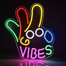 Laden Sie das Bild in den Galerie-Viewer, LightingWill Good Vibes “Okay” Neon Sign – Dimmable USB LED Light for Wall Decor, Game Room, Bar, Party – Durable, Safe &amp; Energy-Saving