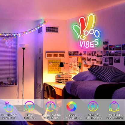 LightingWill Good Vibes “Okay” Neon Sign – Dimmable USB LED Light for Wall Decor, Game Room, Bar, Party – Durable, Safe & Energy-Saving