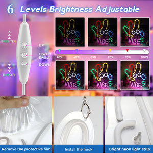 LightingWill Good Vibes “Okay” Neon Sign – Dimmable USB LED Light for Wall Decor, Game Room, Bar, Party – Durable, Safe & Energy-Saving