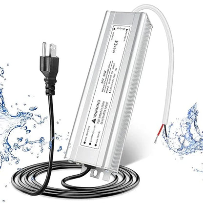 24V Outdoor Waterproof LED Power Supply 30W–100W, 90–265V Input, Single Wire Output, Aluminum Housing, Landscape & Outdoor Lighting, CE/RoHS/FCC Certified, Waterproof Transformer for Outdoor Lighting, US/UK/EU Plug