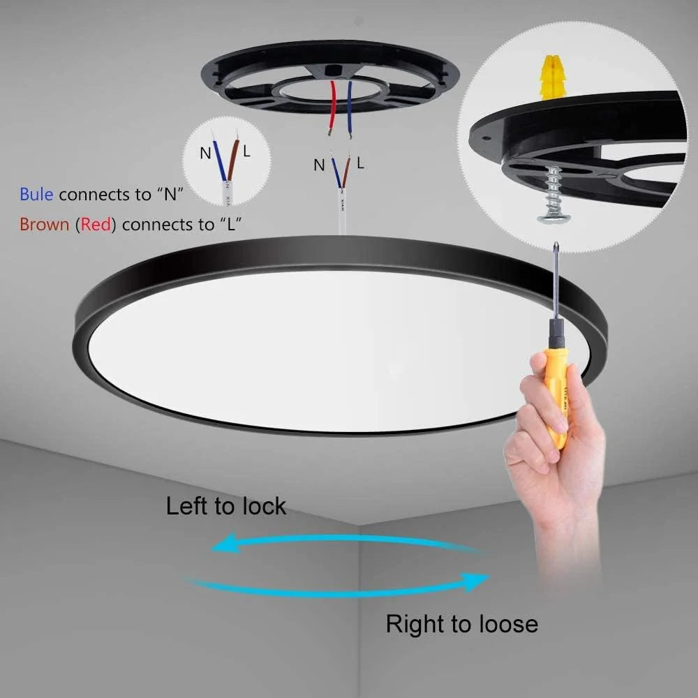 AC 220–240V | 9 Inch 18W Round Slim Flush Mount Ceiling Lights – White / Black  | 3000K / 4500K / 5000K / 6500K | Flush Mount Ceiling Light for Apartment & Commercial Spaces – Local Stock (UK)