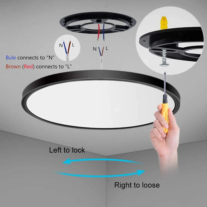 AC 220–240V | 9 Inch 18W Round Slim Flush Mount Ceiling Lights – White / Black  | 3000K / 4500K / 5000K / 6500K | Flush Mount Ceiling Light for Apartment & Commercial Spaces – Local Stock (UK)