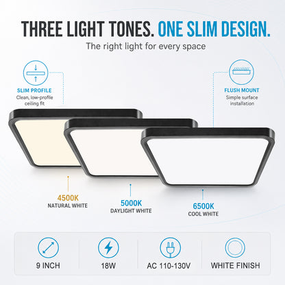 inShareplus 12 Zoll quadratische LED-Deckenleuchte, 3200 lm, 24 W, 5000 K Tageslicht, superhelle Deckenleuchten, weiße LED-Lampe zur Unterputzmontage, Einbauleuchten für Küche, Bad, Schlafzimmer, Flur, Büro, Garage 
