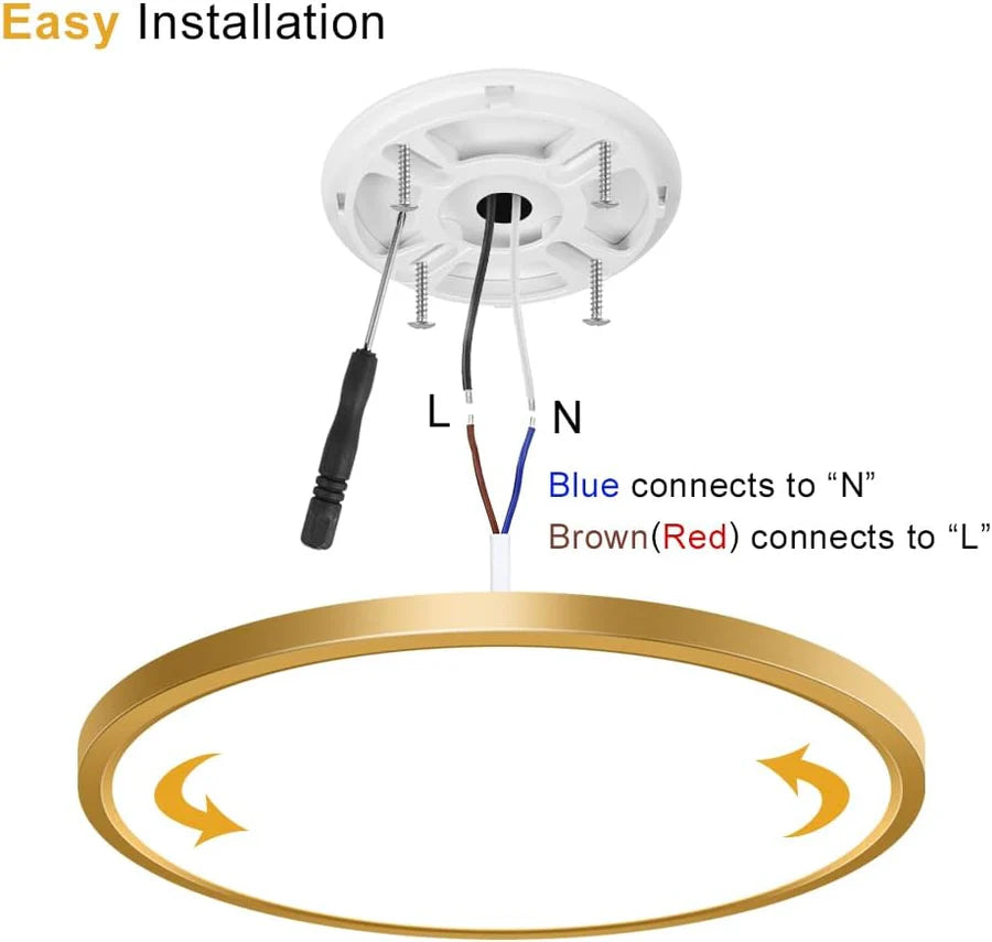 inSharepuls LED-Deckenleuchte, 5000 K Tageslichtweiß, 24 W (entspricht 240 W), 12 Zoll flache, moderne Deckenbeleuchtung, 3200 lm, Deckenlampe für Badezimmer, Veranda, Küche, Schlafzimmer, Wohnzimmer, Flur 