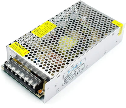 DC 12V LED Switching Power Supplies 60W–240W, AC 110/220V Input, Constant Voltage LED Driver Transformer, Metal Case with Screw Terminals, CE/FCC/RoHS Certified