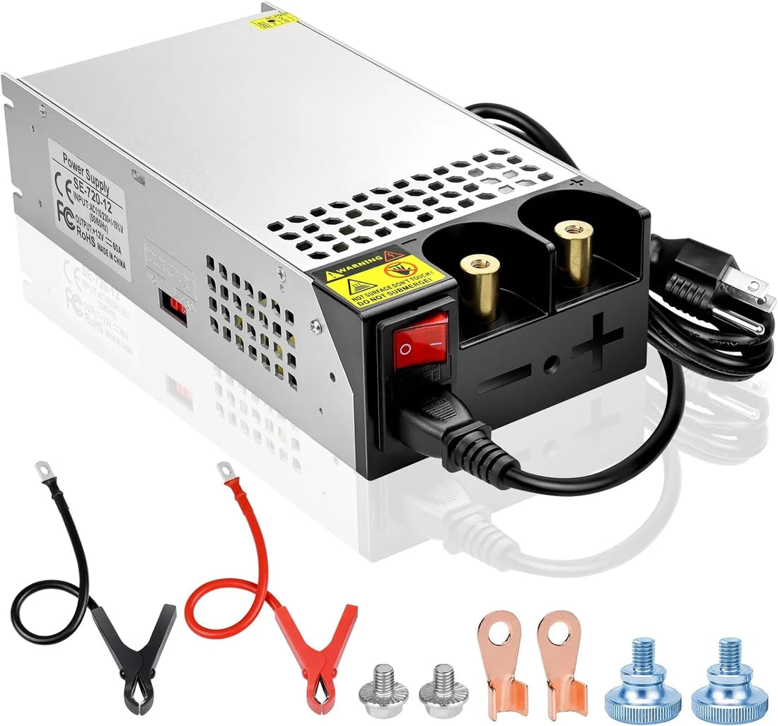 Upgrade 12V DC LED Switching Power Supplies 360W–720W (30A–60A), AC 110/240V Input Converter & Transformer, Cooling Fan Design, LED Driver Adapter for Strip Lights, 3D Printer, Radio — US/UK/EU Plug Options, CE/FCC/RoHS Certified