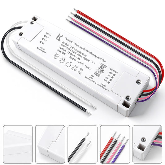 100W 12V DC Plastic Case 5-in-1 Dimmable LED Power Supply, ETL Listed, AC 120-277V Input, LED Power Supply for LED Strip Lights / Home Lighting / DIY Lighting Projects