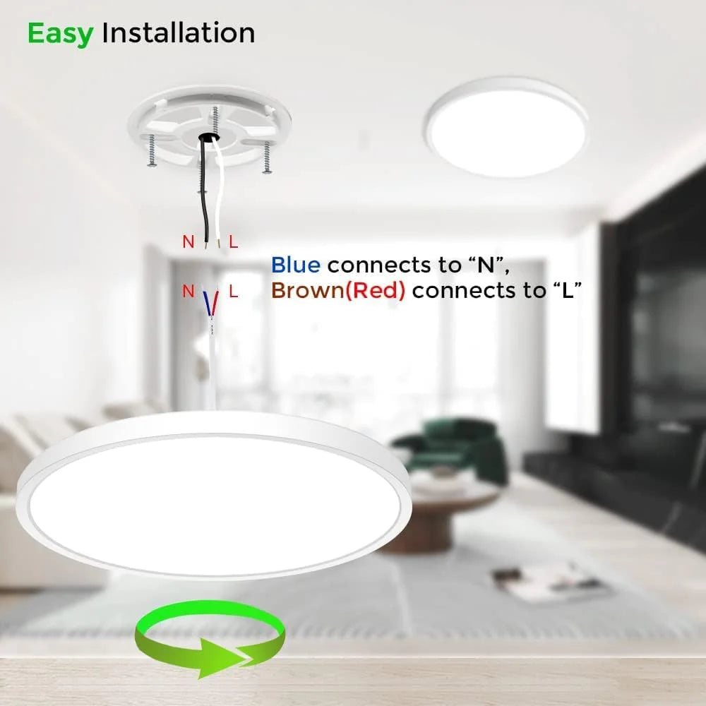 inSharepuls LED-Deckenleuchte, 5000 K Tageslichtweiß, 24 W (entspricht 240 W), 12 Zoll flache, moderne Deckenbeleuchtung, 3200 lm, Deckenlampe für Badezimmer, Veranda, Küche, Schlafzimmer, Wohnzimmer, Flur 