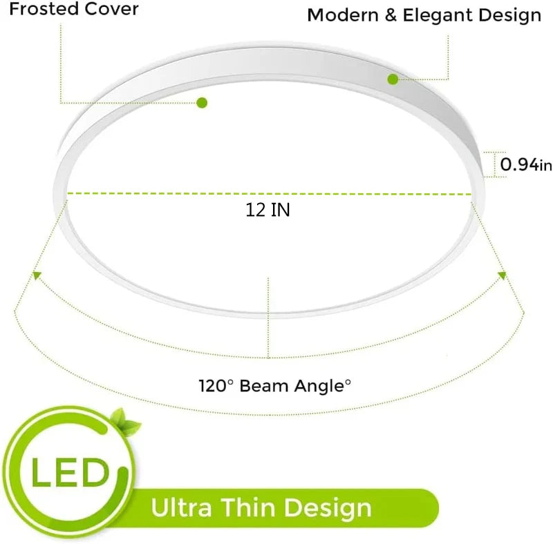 inSharepuls LED-Deckenleuchte, 5000 K Tageslichtweiß, 24 W (entspricht 240 W), 12 Zoll flache, moderne Deckenbeleuchtung, 3200 lm, Deckenlampe für Badezimmer, Veranda, Küche, Schlafzimmer, Wohnzimmer, Flur 
