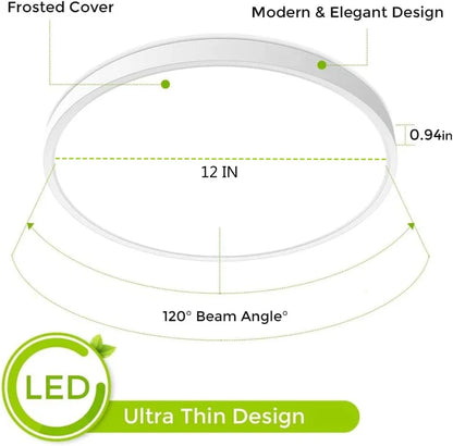 inSharepuls LED-Deckenleuchte, 5000 K Tageslichtweiß, 24 W (entspricht 240 W), 12 Zoll flache, moderne Deckenbeleuchtung, 3200 lm, Deckenlampe für Badezimmer, Veranda, Küche, Schlafzimmer, Wohnzimmer, Flur 