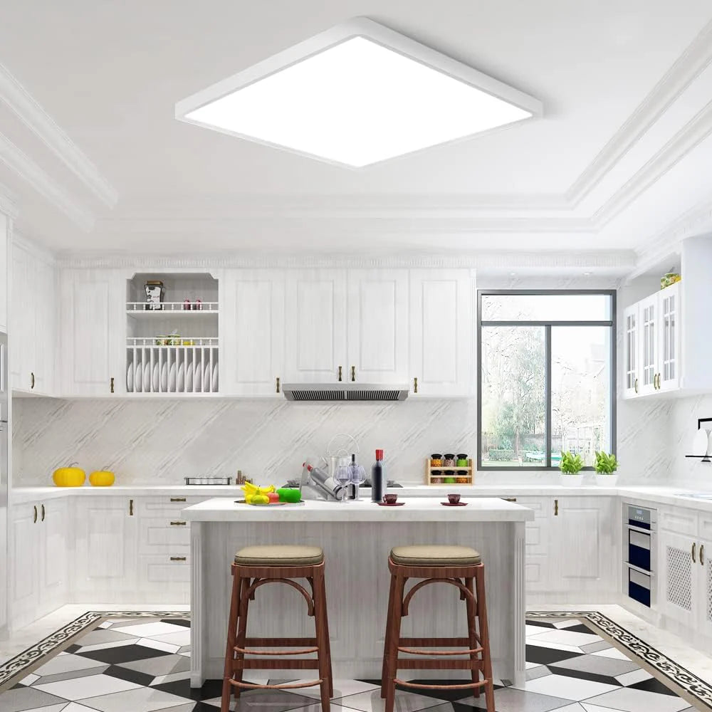 AC 220–240V | 12 Inch 24W Square Slim Flush Mount Ceiling Lights – White | 3000K / 5000K | Flush Mount Ceiling Light for Apartment & Commercial Spaces – Local Stock (UK)