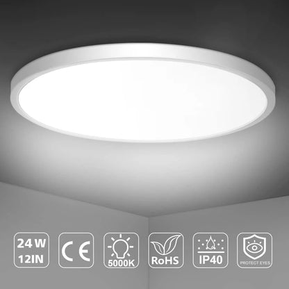 inSharepuls LED-Deckenleuchte, 5000 K Tageslichtweiß, 24 W (entspricht 240 W), 12 Zoll flache, moderne Deckenbeleuchtung, 3200 lm, Deckenlampe für Badezimmer, Veranda, Küche, Schlafzimmer, Wohnzimmer, Flur 