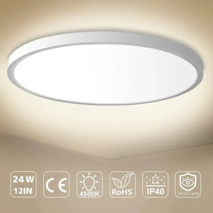 inSharepuls LED-Deckenleuchte, 5000 K Tageslichtweiß, 24 W (entspricht 240 W), 12 Zoll flache, moderne Deckenbeleuchtung, 3200 lm, Deckenlampe für Badezimmer, Veranda, Küche, Schlafzimmer, Wohnzimmer, Flur 
