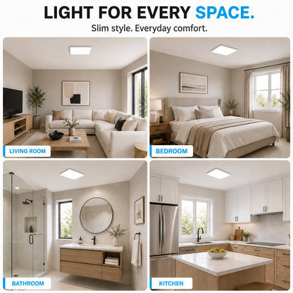 inShareplus 12 Zoll quadratische LED-Deckenleuchte, 3200 lm, 24 W, 5000 K Tageslicht, superhelle Deckenleuchten, weiße LED-Lampe zur Unterputzmontage, Einbauleuchten für Küche, Bad, Schlafzimmer, Flur, Büro, Garage 
