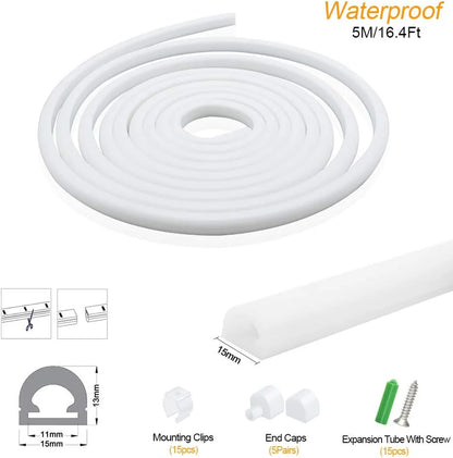 I-TE Series 13×15mm Top Emitting LED Neon Tube Housing | S1315 Soft Neon Tube Housing | IP67 Waterproof | 10mm PCB Width | 16.4FT/5M | Bar Counter Accent Lighting | Local Stock US/UK/DE