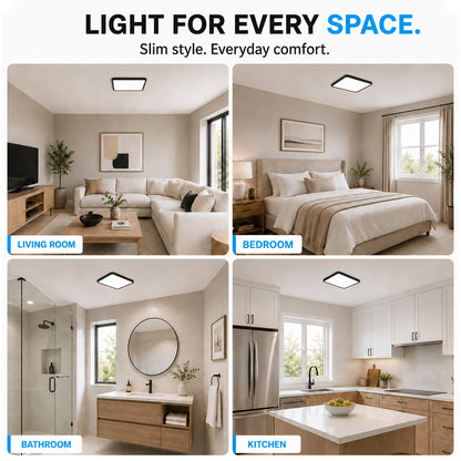 inShareplus 12 Zoll quadratische LED-Deckenleuchte, 3200 lm, 24 W, 5000 K Tageslicht, superhelle Deckenleuchten, weiße LED-Lampe zur Unterputzmontage, Einbauleuchten für Küche, Bad, Schlafzimmer, Flur, Büro, Garage 
