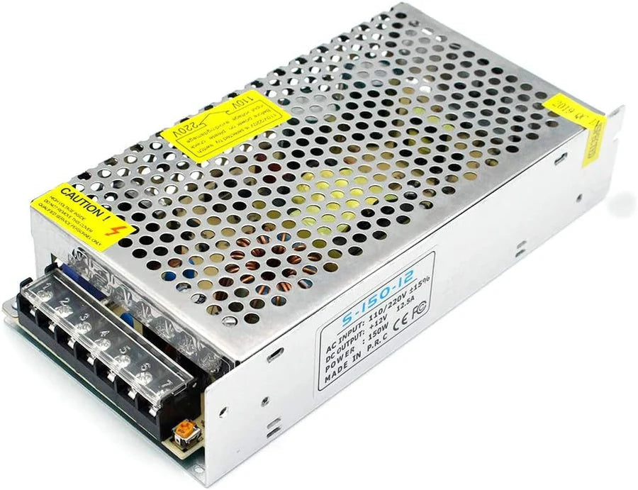 DC 12V LED Switching Power Supplies 60W–240W, AC 110/220V Input, Constant Voltage LED Driver Transformer, Metal Case with Screw Terminals, CE/FCC/RoHS Certified