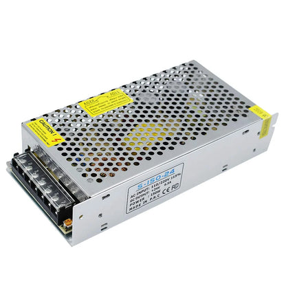DC 24V LED Switching Power Supplies 60W–240W, AC 110/220V Input, Constant Voltage LED Driver Transformer, Metal Case with Screw Terminals, CE/FCC/RoHS Certified