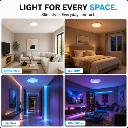 inSharepuls LED-Deckenleuchte, 5000 K Tageslichtweiß, 24 W (entspricht 240 W), 12 Zoll flache, moderne Deckenbeleuchtung, 3200 lm, Deckenlampe für Badezimmer, Veranda, Küche, Schlafzimmer, Wohnzimmer, Flur 