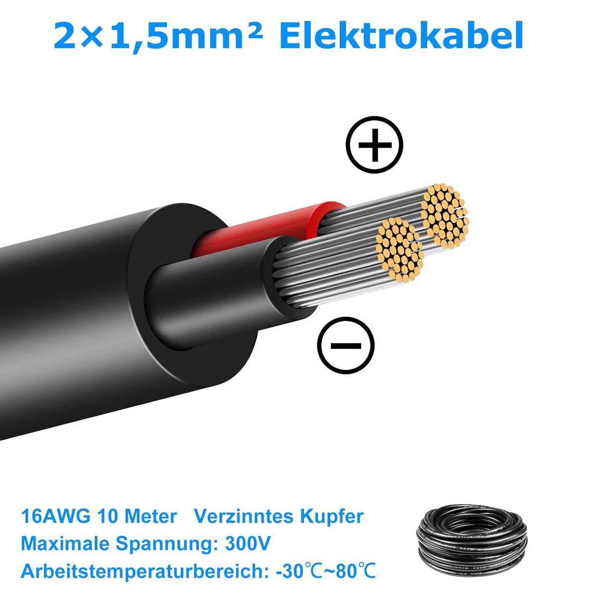 16 AWG PVC Insulated Copper Wire, 2–8 Conductor Industrial Grade Electrical Cable – Black Stranded Copper Wire for Control Systems, Signal Wiring & Industrial Power Distribution – Bulk Roll Supply 5/10/20/50m