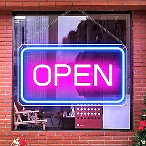 OPEN LED Store Signs – USB Powered | 16×9 inch | 5 Color Options | LED Window Hanging Light for  Store Entrances & Business Locations