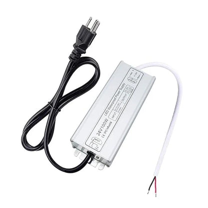24V Outdoor Waterproof LED Power Supply 30W–100W, 90–265V Input, Single Wire Output, Aluminum Housing, Landscape & Outdoor Lighting, CE/RoHS/FCC Certified, Waterproof Transformer for Outdoor Lighting, US/UK/EU Plug